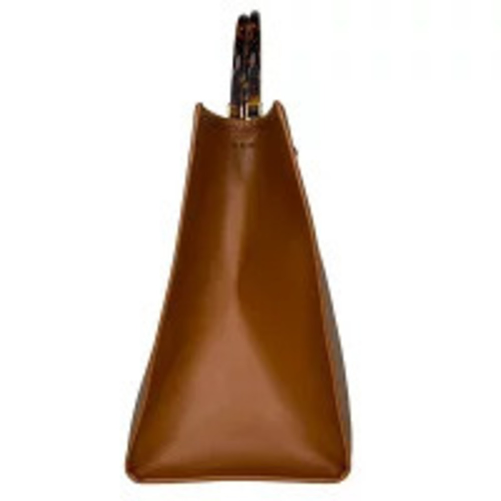 Fendi Bag Leather Tote Brown Handbag Demi Shopper Sunshine